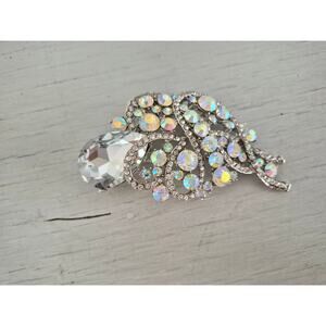 AB Rhinestone Swirl Brooch
